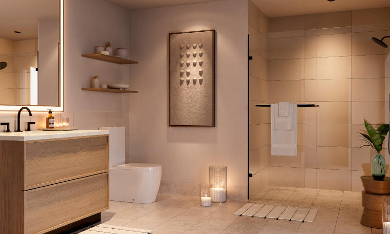 Modern Bathrooms with Stone Countertops